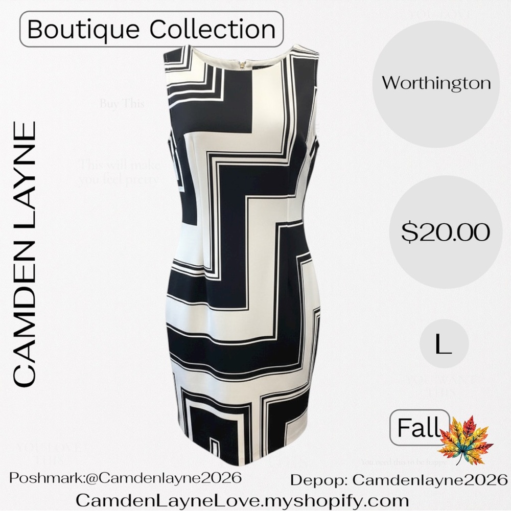 Worthington Black and White Geometric Mini Dress - Picture 4 of 7